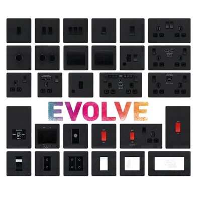 £10 • Buy BG Evolve Matt Black Screwless Switches & Sockets Black Insert Full Range