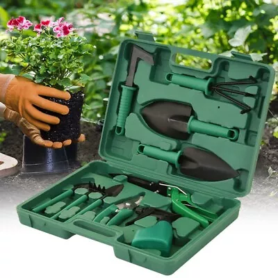 10Pcs Garden Tool Set Shovel Harrow Potted Flower Gardening Tools Kit With Box • £15.19