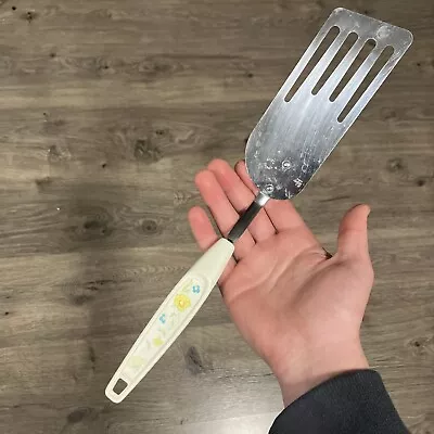 Vintage White Blue Floral Flowers Foley Slotted Floral Spatula Chrome • $21.99