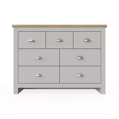 Modern 7 Drawer Chest Of Drawers Storage Bedroom Cabinet Furniture Grey • £147.99