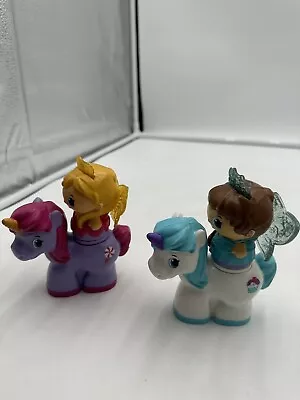 2 Mega Bloks First Builders Lil’ Princess Unicorn Pink & Blue Fairy Figure • $27