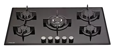 £288 • Buy MILLAR GH9051PB 5 Burner Built-in Gas On Glass Hob 90cm - Cast Iron Stands & Wok