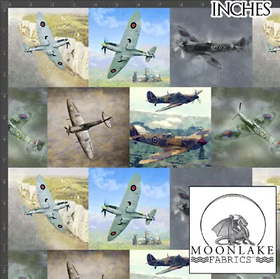 WW2 Planes Spitfires Avro Lancaster Hurricanes 100% Light Quality Cotton 130gsm • £10.45