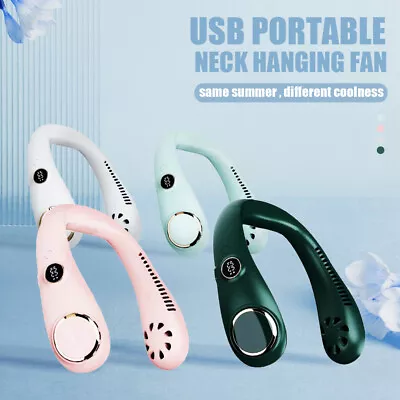 $17.99 • Buy Rechargeable USB Neck Fan Neckband Leafless Cooling Cooler Dual Effect Portable