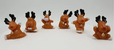 £4.99 • Buy 6 X Mini Reindeer / Rudolph Christmas Cake Decorations Yule Log Cupcake Toppers