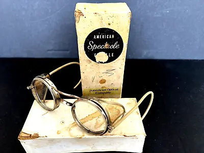 Vintage AMERICAN OPTICAL Co. Spectacle Safety Goggles Glasses In Box   EXCELLENT • $67.99