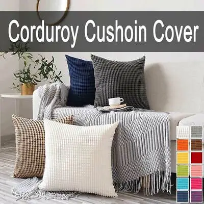 Corduroy Cushion Cover Velvet Decorative Plush Lounge Pillow Case - 16 Colors • $14.29