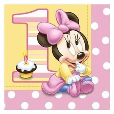 Disney Minnie 1st Birthday Party Dinner Napkins Officially Licensed 16 Pcs • $1.49