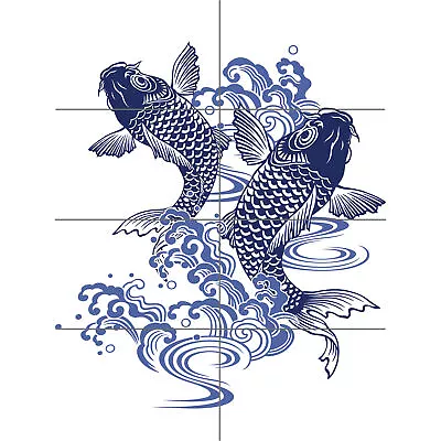 Japanese Koi Carp Illustration XL Giant Panel Poster (8 Sections) • £14.99