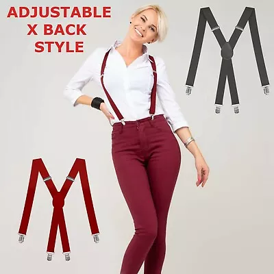 Suspenders Braces Men Women X-Shape Back Clip-on Elastic Adjustable Trousers NEW • $5.85