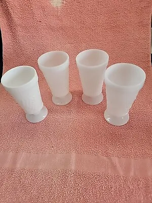 WHITE MILK GLASS VINTAGE 4 Pcs. 10 Oz Goblets Grape Pattern • $26