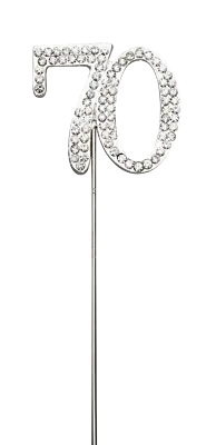 Silver Number 70 Cake Pick Topper Decoration 70th Diamante Sparkly • £4.99