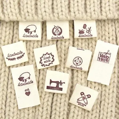 50Pcs Personalized Craft Labels Sew In Fabric Clothing Labels Loop Labels Tags • £3.47