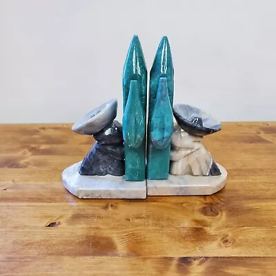 VINTAGE Mexican Stone Marble Hombre Cactus Bookends Set Southwestern Decor Heavy • $19.99