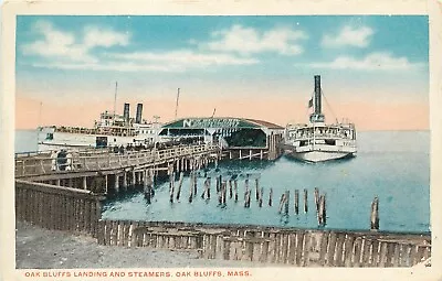 C1920 Postcard; Oak Bluffs Landing & Steamers At Dock Oak Bluffs MA Unposted • $9.19