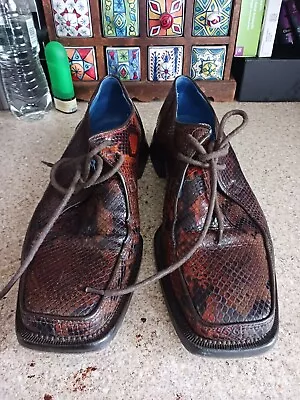 Oliver Sweeny Chelsea Snakeskin  Brown Leather Lace Up Shoes Size UK  10 • £24.99