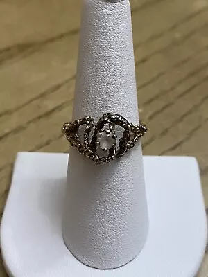 VTG McGrath-Hamin MH Sterling 925 Abstract Brutalist Clear Stone Ring Size 8 • $90