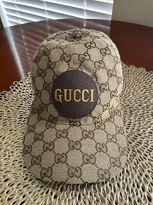 Gucci Brown GG ITALY Canvas Logo Patch Monogram Baseball Hat Cap Made Adjustable • $236