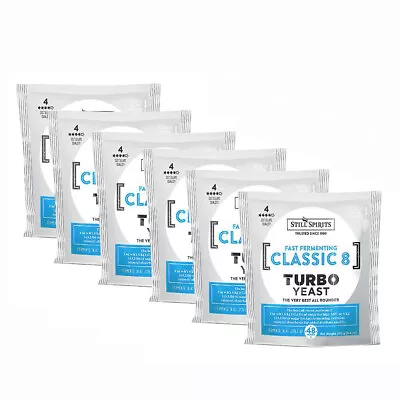 6 Pack Classic 8 Turbo Yeast Still Spirits Pure Alcohol Liquor Liqueur Home Brew • $62.99