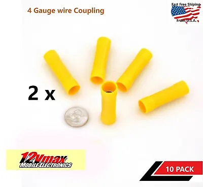 10Pc 4 GAUGE INSULATED CRIMP BUTT WIRE COUPLING CONNECTOR POWER / GROUND • $9.99