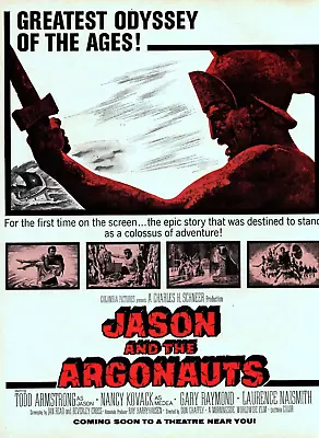1963 Jason And The Argonauts Film Vintage Print Ad Greatest Odyssey Of The Ages • £10.83