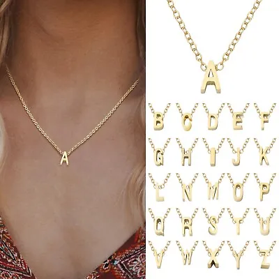 26 Initial Shape Gold Necklace For Women Necklaces For Women A Z 26 Alphabet • $5.31