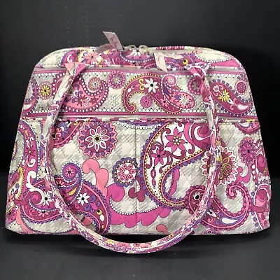 Vera Bradley Paisley Meets Plaid Bowler Bag Purse Pink Tan Satchel • $20