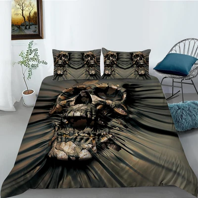 £45.59 • Buy Military Colour Horror Skull Duvet Cover, Gothic Skull Ghost Home Decor Bedding