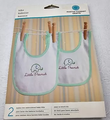 Martha Stewart Crafts Baby Bibs Little Peanut Elephants New Embroidery  • $10.44