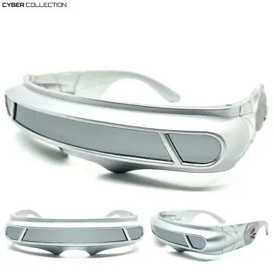 $19.99 • Buy SPACE ROBOT PARTY RAVE COSTUME CYCLOPS FUTURISTIC SHIELD SUN GLASSES Silver Lens