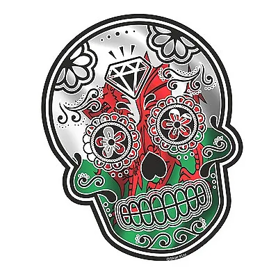 Mexican Day Of The Dead Sugar Skull & Welsh Dragon Wales CYMRU Flag Car Sticker • £2.83