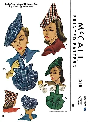 McCall # 1318 Beret HATS & BAG Fabric Sewing Pattern Chemo Cancer Alopecia 23   • $5.49