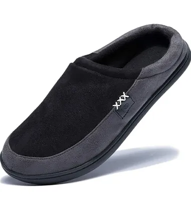 Mens Memory Foam Warm Fleece Lined Cotton Slippers Slip On Clog Mules Shoes Size • £12.99