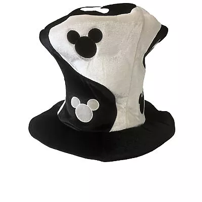 Disney Top Hat Mickey Mouse Ears Yin Yang Velvet Adult Black White Halloween • $17.70