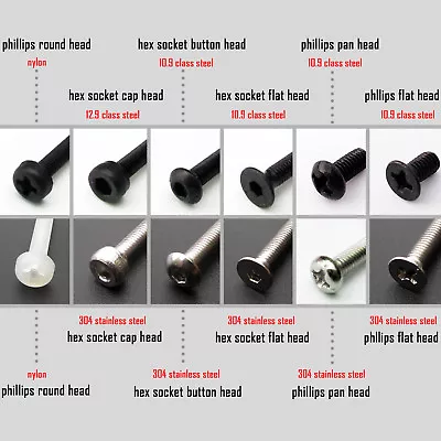 £2.99 • Buy 50pcs M2 M3 M4 Cap Button Flat Countersunk Phillips Pan Allen Head Screw Bolt