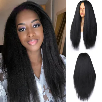Long Yaki Straight Hair Synthetic Natural Hair Anime Black Wigs For Black Women • $14.99