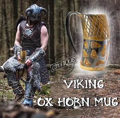 Viking Medieval Drinking Horn Mug Beer Tankard Tribes Wine Christmas Gifts Party • $33