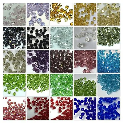 £3.79 • Buy 100 Premium Faceted Crystal Glass Bicone Beads 4mm BUY3 GET3 FREE COLOUR CHOICE