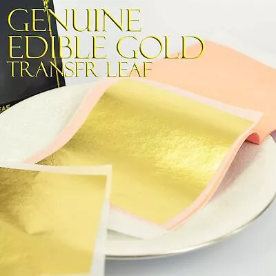 Edible Gold Transfer Leaf 23.75K 25 Sheets 80mm • £98.24