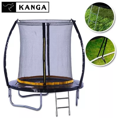 KANGA 6ft Outdoor Trampoline With Enclosure Net Ladder & FREE Anchor Kit • £99.95