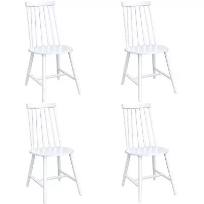 Set Of 4 White Wooden Spindle Dining Chairs - Cami BUN/CMM007/78624 • £165.89