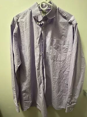 Cinch Shirt Mens Large Purple Long Sleeve Button Up Black Watch Plaid Western • $14.97