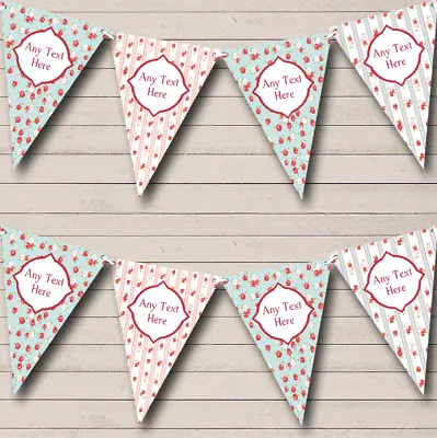 Party Banner Bunting Vintage Pink Green Roses Shabby Chic Garden Tea • £5.56