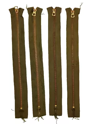 WW2 Original Vintage US Military Conmar Zipper 15 Inches 38 Cm Green Set Of 4 • $149