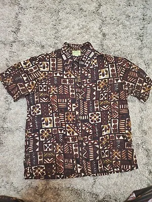 Vintage Ui-Maikai Men's Hawaiian Brown Shirt 100% All Cotton USA 60s 70s Aloha • $35