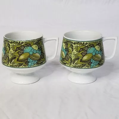 Pair Of Mid Century Modern HOLT HOWARD Pedestal Cups / Mugs Green Turqoise • $29.55