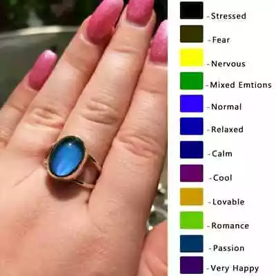 Fashion Mood Stone Ring Temperature Color Changing 925 Silver Plated For Women • $14.99