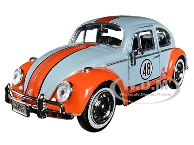 1966 Volkswagen Beetle #48  Gulf  Light Blue 1/24 Diecast Car By Motormax 79655 • $20.99