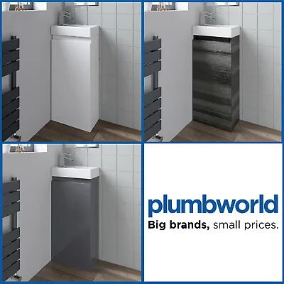 £99.99 • Buy Bathroom Floor Standing 400mm Slim Vanity Unit Sink Basin Charcoal Grey White