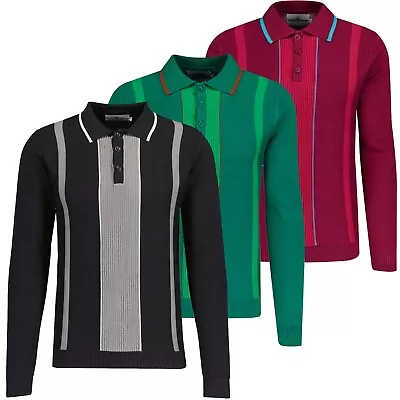 £49.50 • Buy NEW MADCAP MENS RETRO 60s 70s 90s MOD KNITTED Rib Stripe POLO Nova MC1031